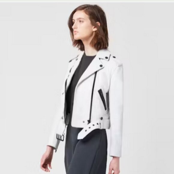 The Arrivals Cropped White leather Vader Biker Jacket XS - Picture 12 of 13
